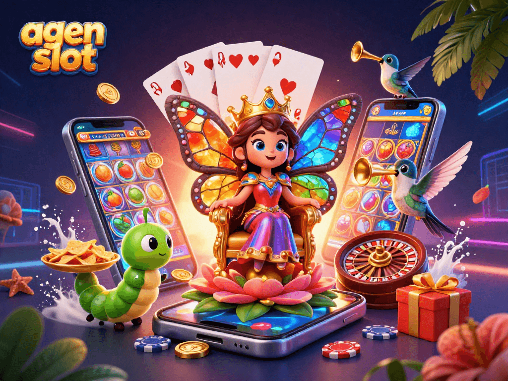 Slot game penuh warna dan karakter kartun ceria di agen slot, bangkitkan keseruan judi.