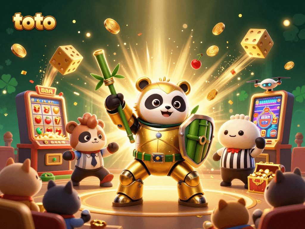 Menangkan hadiah besar di toto dengan mesin slot dan simbol keberuntungan yang bersinar.